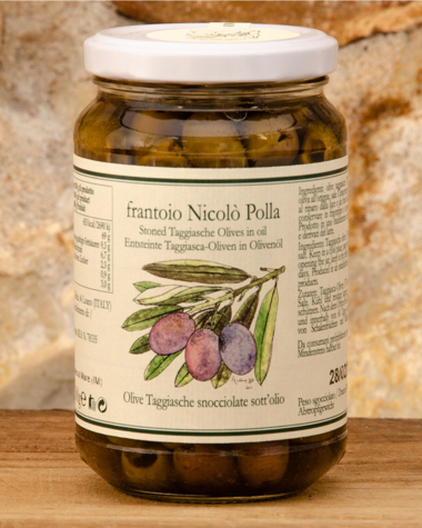 Olive Taggiasche Snocciolate in Olio Extra Vergine di Oliva Polla Immagine di Olive Taggiasche Snocciolate 300g